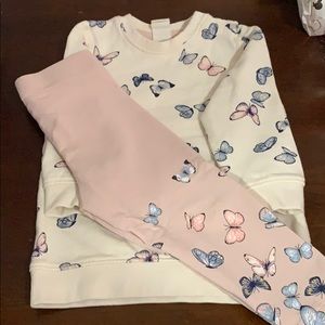 Butterfly print two piece set